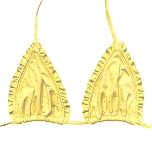 Yellow Polka Dot Ruffle String Bikini Top Lilac Pastel and Yellow Top ⭐️⭐️⭐️⭐️⭐️